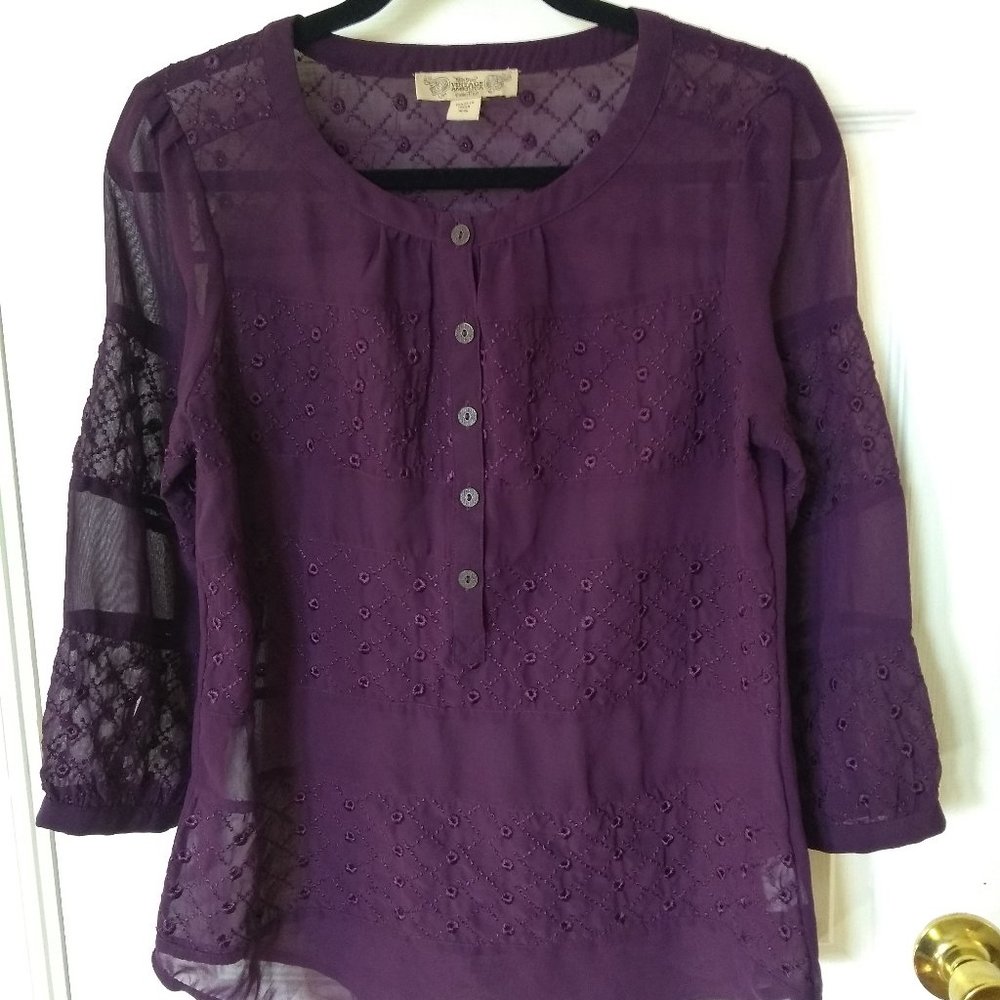 Nine West Vintage America Eyelet Women Top Size XS